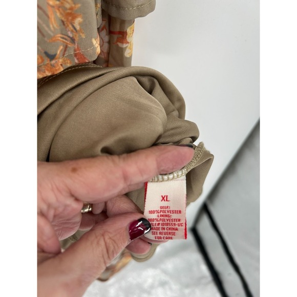 Flying Tomato Womens Sz XL Brown Floral Long Sleeve Maxi Dress Tiered Ruffle - Picture 5 of 8